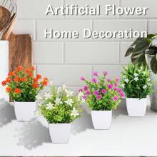 4pcs/Set Artificial Flowers, Artificial Plants, Roses, Chamomile, Lilies. Easter, Spring Festival, Gift. Home Decorations, Garden Decorations, School Dormitory Office Decorations, Suitable For Party, Event, Festival, Birthday Party Decorations, Suitable For Hotel, Restaurant, Living Room, Bedroom, Wedding, Banquet, Kitchen Decorations Gifts Graduation
