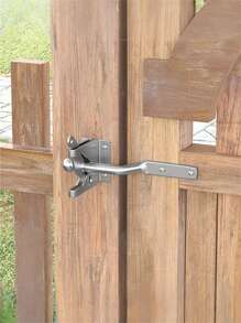 1 set de Loquet de porte en acier au carbone chromé à charnière longue, Loquet de porte de clôture autoverrouillant à levier de gravité automatique pour porte de clôture en bois, Gâches de porte de clôture (1 levier de verrouillage + 1 tête de verrouillage + 6 vis), Ensemble de serrure de charnière de clôture en acier au carbone - Goupilles en fer argenté, Loquet de jardin et de porte à usage multiple avec vis incluses, Loquet de portail automatique avec boulon pour clôture de pâturage, jardin, Clapet de rattrapage automatique en acier au carbone pour fourniture de matériel de clôture de jardin