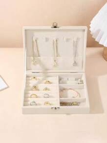 1pc Transparante Sieraden Opbergdoos, Gemaakt Van Anti-Oxidatie Fluweel En Acryl, Hoogwaardige Elegante Accessoire Displaydoos, Geschikt Voor Oorbellen, Ringen, Kettingen, Armbanden, Hangers, Moederdag, Valentijnsdag, Vriendinnencadeau