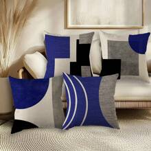 Fundas de almohada decorativas geométricas abstractas de 18x18 pulgadas (45x45 cm), de estilo moderno bohemio en blanco y negro, paquete de 4 unidades, una cara