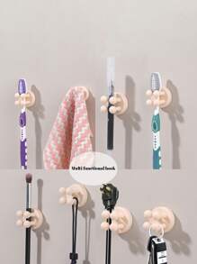Set de 4 ganchos de silicona autoadhesivos sin clavos, ganchos enchufables, soporte para cepillo de dientes, ganchos organizadores de cables para cocina, baño, aplicables en varias escenas
