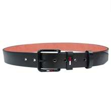 1pc Handmade Men's Leather Belt, Red And White Color, Casual Buckle Design Suitable For Jeans, Work, Business And Outing