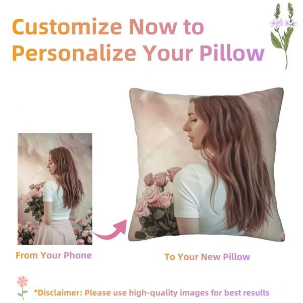 CUSTOM Pillow,1pc,18x18in,Personalized Pillow Cover Customization, Pillowcase With Photo Text Image, Square Pillowcase, Suitable For Sofas, Sofa Beds, Chairs, And Farmhouse Decoration Pillows