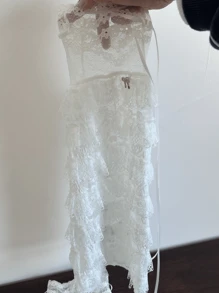 1 Paar Damen Frühling/Sommer Y2K Stil unifarbene, süße Studentenlolita-Prinzessin-Spitzenbesatz Mesh Beinwärmer