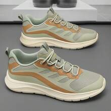 Men's Mesh Breathable Travel Shoes, Lightweight Soft Sole Shock Absorbing Running Sneakers, Spring