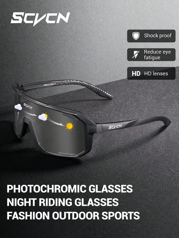 SCVCN SCVCN Photochromic Bicycle Cycling Glasses Men Women Outdoor Sports MTB Bike Riding Hiking Mountaineering Fishing Baseball Golf Goggles Windproof Classic Frame Glasses