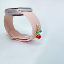 1pc Alloy & Rhinestone Cherry Watch Band Decoration, Suitable For Silicone Watch Straps