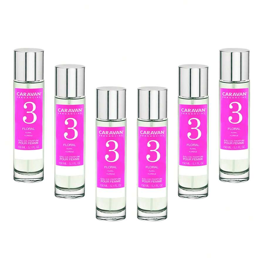 Caravan set di 6 flaconi di profumo da donna da 150 ml Nº1 dal delicato profumo orientale, Nº2 legnoso orientale, Nº3 fruttato, Nº5 note verdi, Nº7 agrumi, Nº8 floreale tenue, Nº9 agrumi, Nº21 fresco, Nº22 floreale tenue, Nº23 fruttato, Nº24 fruttato, Nº26 orientale legnoso, Nº27 orientale tenue, Nº28 orientale tenue, Nº29 floreale, Nº30 fruttato, Nº31 orientale tenue, Nº34 floreale, Nº35 citrico, Nº36 floreale orientale, Nº37 fruttato, Nº38 fruttato, Nº39 floreale, Nº42 floreale, Nº43 fruttato, Nº44 fruttato, Nº45 orientale, Nº46 orientale, Nº47 orientale legnoso, Nº48 floreale fruttato, Nº49 floreale, Nº50 floreale, Nº80 legnoso floreale, Nº81 orientale, Nº82 floreale fruttato, Nº85 orientale fruttato, 86 orientale, 87 floreale, 88 floreale. Consegna gratuita - Rosa - Visualizzare 1