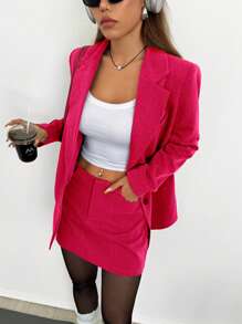Spring And Summer Women's Casual Blazer And Skirt Suits