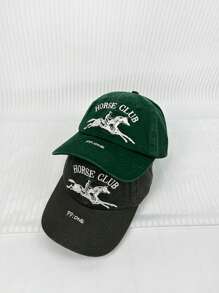 Vintage American College Style Embroidered Horse Riding Club Baseball Cap, Unisex, Large Head Size, Versatile For Spring/Summer, - A - View 9