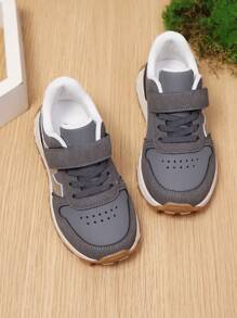 1 Pair Fashion Casual Comfortable Versatile Hook And Loop Children Sports Shoes, Suitable For School, Outdoor, All Season - Grey - View 5