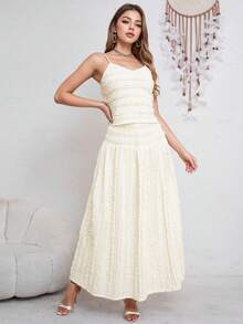 Eilly Bazar Summer Resort Style Women's Adjustable Spaghetti Strap Lace Patchwork Textured Sexy Crop Top - Beige - View 5