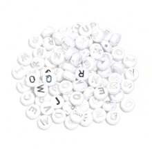 100 stuks/pak acryl platte ronde letterkralen, 10 mm, voor het maken van doe-het-zelf armbanden en kettingen
