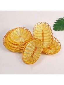 1 Handgeweven mand Plastic mand Woonkamer voor gasten Fruitmand, ontbijtbroodmand, popcornmand, fruitschaal, gefrituurde cakemand Multifunctioneel