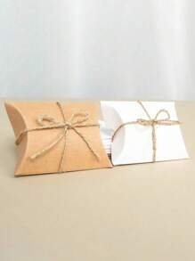 100Pcs Pillow Box Rope Kraft Paper Gift Packaging Paper Box Party Gift Boxes Home Party Birthday Supply Paper Bags For Gifts For Jewelry Gifts Wedding Party Decorations Equipped - Multicolor - View 4