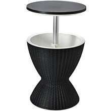 Lifezeal 8 Gallon 3 In 1 Patio Rattan Cooler Bar Table Adjust Ice Bucket Brown\Black - Black - View 1