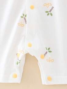 Einteiliger Romper mit Spitzenkragen und Stickerei, für Babys und Mädchen, lässiges Sommeroutfit - Gelb - Übersicht 6