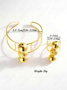 Set de 2 piezas, nuevo juego de joyería con flores esféricas enchapado en oro de 24K, pulsera y anillo, adecuado para vestido de fiesta, cena de aniversario de boda, uso diario casual para mujeres