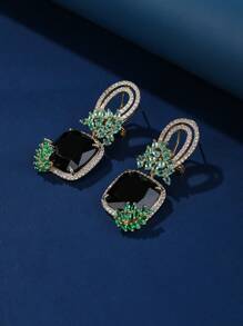 1 paar sieraden-stijl Cubic Zirconia oorbellen, luxe en elegante oorbellen voor damesmode-outfits, jurken, sieraden cadeau voor verjaardagen