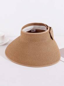 Women's Wide Brim Straw Sun Hat, Ponytail Hole, Summer Beach Hat, UV Protection UPF, Foldable & Packable, Bohemian Style For Travel - A - View 5