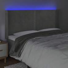 Tête de lit LED gris clair 203x16x118/128 cm velours