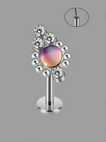 1 Stück Blitz Film CZ Kristall Cluster Besetzter Labret Lippenstecker aus rostfreiem Stahl Knorpel Ohr Nasen Ring ohne Gewinde Tragus Helix Ohrringe 16G