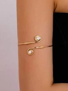 1件装女士臂环手镯，夏季身体饰品，串珠臂环 - 金色 - 查看 1