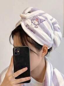 Sanrio 1/2pcs Sanrio Kuromi Bath Towel Coral Fleece, More Absorbent Than, Portable, Large Cute Towel For Bathing, Face Washing, Cartoon Hair-Drying Towel Back To School