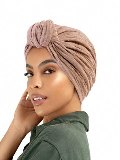 إكسسوارات الرأس مربوطة الشرق الأوسط قبعة حجاب مطوية موضة يوميًا للنساء قطعة واحدة