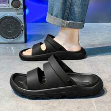 Men's Sandals, Outdoor Double-Use Driving Beach Slides - Black - View 2