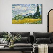 1pc Framed Canvas Poster Spring Green Field Vintage Wall Art Canvas Paintings Ideal Gift For Bedroom Living Room Corridor Wall Art Wall Decor Room Decoration Ready To Hang - 紫色 - 查看 3
