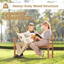 Lifezeal Patio Acacia Wood 2-Person Slatted Bench Outdoor Loveseat Chair Garden Natural - Reddish Brown - View 6