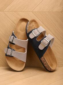 2025 Spring/Summer Plus Size Fashion Soft Cork Bottom Sandals, PU Upper Soft Cork Sole Outdoor Beach Lightweight Comfortable Brand Soft Slippers