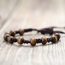 Antique Hand Braided Men Rope Bracelet Boho Black Brown Retro Round Wooden Bracelet For Men Armband Jewelry