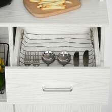 HOMCOM Alacena de Cocina Armario de Cocina Aparador de Comedor con 1 Cajón Estante Ajustable y Estante Abierto Estilo Moderno Antivuelco 71x41x178 cm Blanco - Blanco - Ver 9