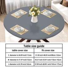 1pc Round Half Table Cloth Cover, Polyester Washable Tablecloth Cover, High-Quality Stretch Wrinkle Resistant Folding Table Cover, Fits Round Tables, Washable & Reusable, Suitable For Events, Weddings, Banquets, Parties, Outdoor Dining - Multicolor - View 3