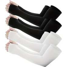 4 Pairs Of Sun Protection Cooling Arm Sleeves With Thumb Holes For Men And Women, Suitable For Golf Basketball Cycling Fishing Driving Jogging
