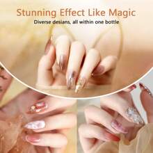 GELPOLISH 3 件装 15ml 指甲开花凝胶透明 UV LED 开花凝胶抛光剂，可扩散效果大理石天然石水彩花卉印花可浸泡指甲凝胶 DIY 美甲设计女士美甲礼物 - 無色 - 查看 2