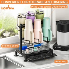 NetHong Water Bottle Organizer Rack For StanIey Cup 40oz Tumbler With Handle, Multifunction Pantry Kitchen Cabinet Organizers And Storage Holder For StanIey Cup Accessories Kitchen Utensils - Black - View 5