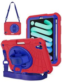 适用于 iPad 10/9/8/7/6/5 代 11 英寸/10.9 英寸/10.2 英寸/9.7 英寸/8.3 英寸/7.9 英寸的保护套，iPad 10 代 10.9 英寸平板电脑保护套，带笔槽、360° 旋转手带和支架，兼容 iPad Mini 6、Mini 7、8.3 英寸、iPad Pro 11 英寸、iPad Air 2/Pro/5/6、9.7 英寸、iPad 7/8/9 代 10.2 英寸、iPad (A16) 11 英寸 11 代 2025、iPad 11(A16 2025)（红+蓝）