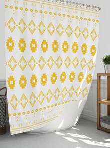 1pc/4pcs Bohemian Multifunctional Bathroom Decor Set: Waterproof Shower Curtain With 12 Hooks, Non-Slip Bath Mat, U-Shaped Floor Mat And Round Toilet Seat Cover, Applicable For Full Bathroom Scenarios