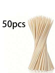 50 件/100 件/200 件竹制水果签，适用于肉串、烧烤、水果、开胃菜、巧克力喷泉、棉花糖、工艺品、花束