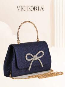 Gorgeous Sparkly Rhinestone Bow Dinner Bag Sequined Handbag With Metal Top Handhold Clutch Perfect For Wedding,Mother's Gift - Multicolor - View 2