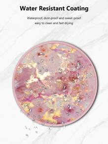 小大理石鼠标垫，带防滑橡胶底座的圆形鼠标垫，桌面配件鼠标垫无线鼠标笔记本电脑游戏电脑旅行办公用品装饰 - 彩色 - 查看 3