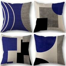 Fundas de almohada decorativas geométricas abstractas de 18x18 pulgadas (45x45 cm), de estilo moderno bohemio en blanco y negro, paquete de 4 unidades, una cara
