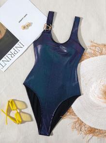 1pc Women's Black Monokini Swimsuit