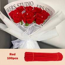 100pcs Solid Color Pipe Cleaners, Fluff Fuzzy Sticks Craft DIY Materials, Preschool Macaron Colors