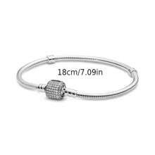 Elegant S925 Sterling Silver Square & Round Full Rhinestone Snake Bone Chain, Suitable For DIY Bracelet, Fashion Jewelry Gift For Women Birthday - Silver - View 6