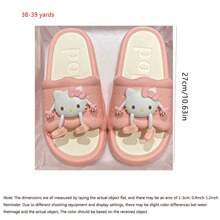 Sanrio Women's Slippers For Indoor Home Use, Anti-Slip Bathroom Shower Sandals. Anti-Slip And Anti-Odor Slippers For Summer Outdoor Wear. Fashionable Cat Design Suitable For All Seasons, Waterproof, Anti-Slip, Deodorizing, Quick Dry, For Indoor And Outdoor Use