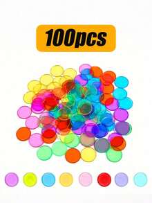 100pcs 19mm Colorful Clear Bingo Markers, Bingo Chips Tokens,Texas Hold 'em Poker,8 Assorted Colors: Orange, Yellow, Blue, Green, Red, Purple, Pink, Rose (Each 3/4 Inch Diameter) PVC, Bulk, Raffle Tickets, Bingo Dogs, Lottery Tickets, Bingo Chips ,Ping Pong Balls,Monopoly,Bingo And Friends,Ping Pong Ball, Chips,Monopoli